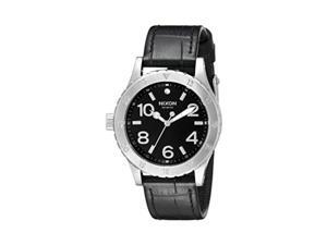 nixon women's a4671886 3820 stainless steel watch with black leather band nixon women's a4671886 3820 stainless steel watch with black leather band