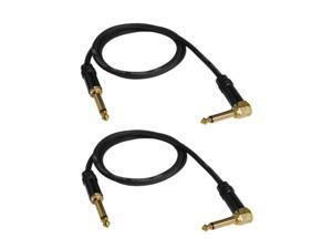 Audio 2000s E28103P2 1/4" TS Right Angle to 1/4" TS 3 Feet Patch Cable (2 Pack)
