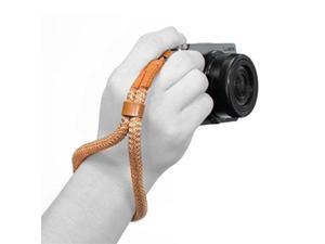 megagear cotton camera hand wrist strap  comfort padding, security for all cameras brown, small  23cm/9inc