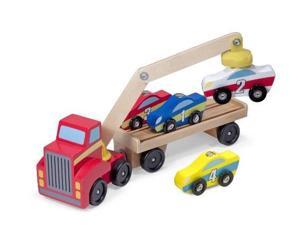 melissa & doug magnetic car loader wooden toy set with 4 cars and 1 semitrailer truck melissa & doug magnetic car loader wooden toy set with 4 cars and 1 semitrailer truck