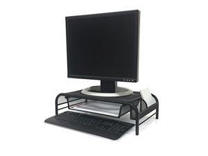 mind reader raise' metal mesh monitor stand with drawer, black mind reader raise' metal mesh monitor stand with drawer, black