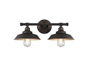 westinghouse 6354800 iron hill twolight indoor wall fixture, oil rubbed bronze finish with highlights and metal shades
