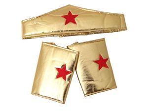making believe girls gold wonderful superhero costume cuffs and headband set