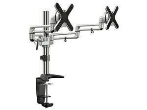Mount-It! MI-732 Dual Monitor Office Desk Stand Mount Bracket with Clamp and Grommet Base for LCD LED Computer Monitors, Full-Motion Articulating Tilting 35.2 lbs Capacity, Up to 27 inch Black/Silver