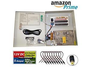 Pigtail Security USA UL 8 Channel Power Supply CCTV Cameras 8 Port 12 VDC 5A DC 