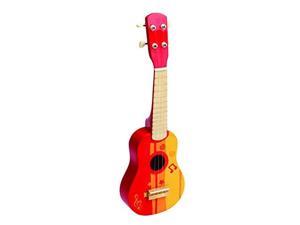 hape kid's wooden toy ukulele in red