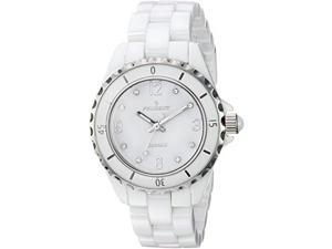 peugeot women's quartz ceramic casual watch, color:white model: 7100wt