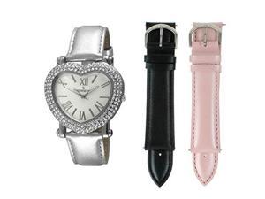 peugeot women's heart shaped interchangeable crystal set watch