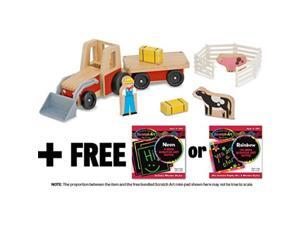 Farm Themed 2-Piece Sound Blocks FREE Melissa /& Doug Scratch Art Mini-Pad Bundle 11969