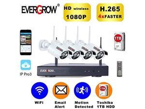 evergrow h.265 wireless home security cameras system, 4 channel network ip nvr, 1tb hard drive, 4 hd 2.0mp 1080p wireless weatherproof indoor outdoor surveillance wifi cameras with 100ft night vision evergrow h.265 wireless home security cameras system, 4 channel network ip nvr, 1tb hard drive, 4 hd 2.0mp 1080p wireless weatherproof indoor outdoor surveillance wifi cameras with 100ft night vision