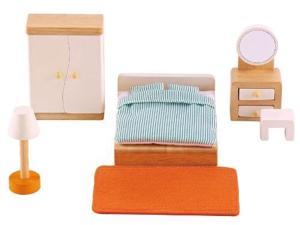 hape wooden doll house furniture master bedroom set