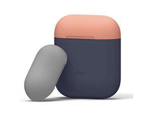 elago airpods duo case bodyjean indigo/toppeach, medium grey extra protection for apple airpods elago airpods duo case bodyjean indigo/toppeach, medium grey extra protection for apple airpods