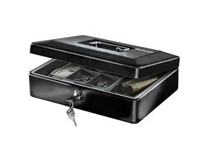 sentrysafe cb12 cash box with money tray and key lock, 0.21 cubic feet, black