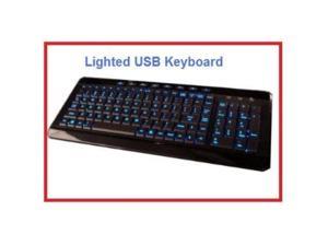AVS GEAR Lighted USB Keyboard - Gentle Crisp Clear Blue LED Light illuminates Each Key Yet Stress Free to Your Eyes - Fu