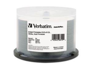 ver98319 verbatim dvd+r dl 8.5gb 8x datalifeplus white inkjet printable, hub printable 50pk spindle ver98319 verbatim dvd+r dl 8.5gb 8x datalifeplus white inkjet printable, hub printable 50pk spindle