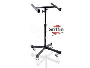 mobile studio mixer stand dj cart by griffin | rolling standing rack on casters with adjustable height|portable turntable | protect your digital audio gear and music equipment|heavy duty construction
