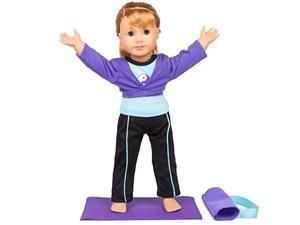 dress along dolly gymnastics outfit yoga for american girl dolls includes yoga mat carrying case leggings and shirt