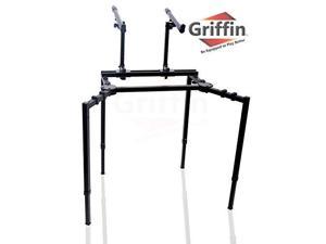 Double Piano Keyboard & Laptop Stand by GRIFFIN | 2 Tier/Dual Portable Studio Mixer Rack for Turntables, DJ Coffins, Speakers, Digital Audio Gear & Music Equipment | Folding Stage Mount Multi Platform