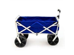 mac sports heavy duty collapsible folding all terrain utility beach wagon cart, blue/white