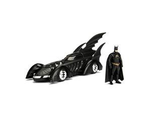 jada toys dc comics batman forever batmobile diecast car, 1:24 scale vehicle & 2.75" collectible metal figurine, black