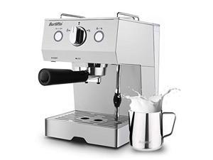 barsetto espresso machine with milk frother,espresso maker, coffee maker with milk steamer,1050w,15 bar pump,stainless steel barsetto espresso machine with milk frother,espresso maker, coffee maker with milk steamer,1050w,15 bar pump,stainless steel