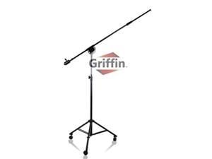 GRIFFIN Professional Studio Microphone Boom Stand with Casters | Extended Height Recording Mic Holder Tripod on Wheels | Tall Telescoping Arm Mount & Retractable Legs for Vocals, Choir, Overhead Drums