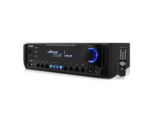 home audio power amplifier system  300w 4 channel theater power stereo sound receiver box entertainment w/ usb, rca, aux, mic w/ echo, led, remote  for speaker, iphone, pa, studio use  pyle pt390au
