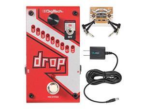 digitech drop compact polyphonic drop tune pitch shift pedal with momentary latch switching and true bypass with electronic power supply and patch pedal cable digitech drop compact polyphonic drop tune pitch shift pedal with momentary latch switching and true bypass with electronic power supply and patch pedal cable