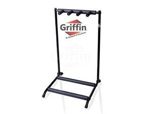 Three Guitar Rack Stand by GRIFFIN | Floor Storage Holder for Multiple Guitars | Neck Mount Support For Electric, Acoustic Bass, Accessories | Recording Studios, Schools, Stage Performers, Wall Hanger