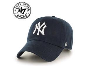 mlb new york yankees '47 brand navy basic logo clean up home adjustable hat