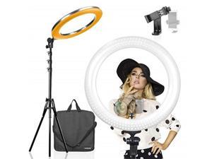 limostudio led 18 inch ring light multi color temperature 3200k5600k and dimmable with camera adapter & height adjustable photo studio light stand tripod, agg2397_v4