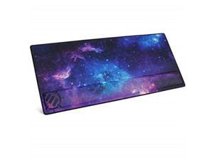 enhance xxl large extended gaming mouse pad with ergonomic memory foam wrist rest support 31.5 x 13.78 x 1 inches  antifray stitching & soft cushion mat surface galaxy