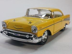 kinsmart canary yellow 1957 chevy bel air 2 door coupe 1/40 scale diecast car by kinsmart kinsmart canary yellow 1957 chevy bel air 2 door coupe 1/40 scale diecast car by kinsmart