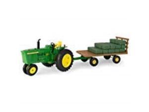 john deere 1:16 big farm 4020 tractor with hay wagon & bales