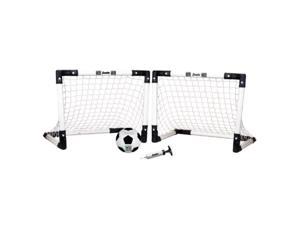 franklin sports indoor soccer goal set  includes two 22 x 17 inch goals, soccer ball, and pump