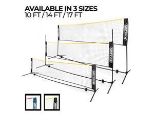 boulder portable badminton net set  10ft mini net for tennis, soccer tennis, pickleball, kids volleyball  easy setup nylon sports net with poles  for indoor or outdoor court, beach, driveway