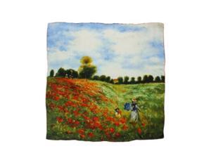 dahlia women's 100% square silk scarf claude monet"poppy field in argenteuil" dahlia women's 100% square silk scarf claude monet"poppy field in argenteuil"