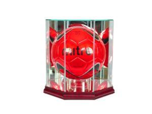 perfect cases mls octagon soccer ball glass display case, cherry