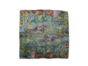 dahlia women's 100% square silk scarf gustav klimt"farm garden with sunflower" dahlia women's 100% square silk scarf gustav klimt"farm garden with sunflower"