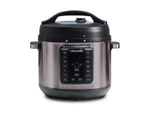 crockpot 8quart multiuse xl express crock programmable slow cooker and pressure cooker with manual pressure, boil & simmer, black stainless