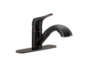designers impressions 651496 oil rubbed bronze single handle kitchen faucet with pull out sprayer  includes optional deck plate