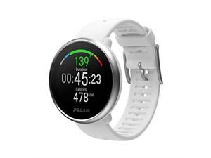 polar ignite  advanced waterproof fitness watch includes polar precision heart rate, integrated gps and sleep plus tracking, white/silver, small