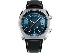 alpina al555n4h6 mens automatic startimer pilot heritage navy blue dial black leather strap watch