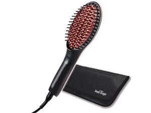 simply straight ceramic straightening brush | ultra fast heat up, compact, portable, argan oil infused 3d ceramic bristles, silky smooth hair in just minutes, works for all hair types
