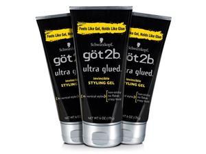 got2b ultra glued invincible styling hair gel, 6 ounce pack of 3