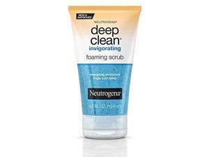 neutrogena deep clean invigorating foaming face scrub with glycerin, cooling & exfoliating face wash to remove dirt, oil & makeup, 4.2 fl. oz