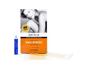 parissa wax strips super pack, hair removal waxing kit for women men with wax strips for the legs and body, 40 strips large & aftercare oil