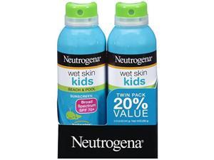 neutrogena wet skin kids sunscreen spray, waterresistant and oilfree, broad spectrum spf 70+, 5 oz, 2 pack