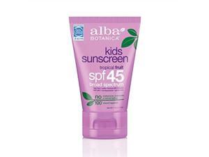 alba botanica tropical fruit kids spf 45 sunscreen, 4 oz.