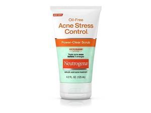 neutrogena oilfree acne stress control powerclear face scrub, salicylic acid acne treatment for acneprone skin, 4.2 fl. oz